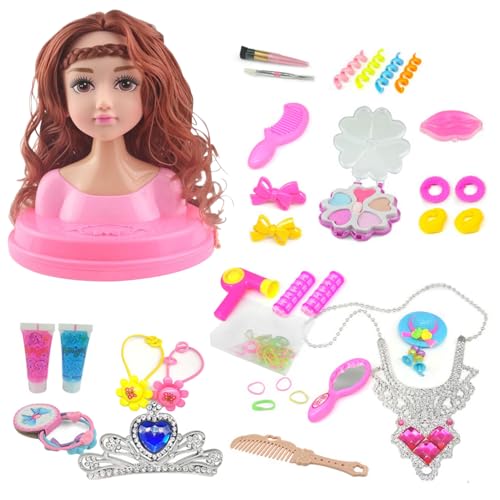 Lamppdcor 1 Set Doll Head für Haarstyling und Make -up Styling Head Doll für Mädchen farbenfrohe realistische Make -up -Accessoires für Girls Style2, Styling für Mädchen von Lamppdcor
