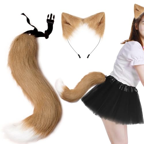Lamppdcor 1pc Faux Pel Wolf Tail & Ohrs Set Khaki, Fox Ears Stirnband für Cosplay Party Masquerade Lamppdcor 1pc Faux Pel Wolf Tail & Ohrs Set Khaki, Fox Ears Stirnband für Cosplay Party Masquerade von Lamppdcor