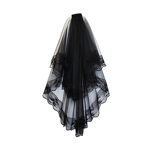 Lamppdcor Halloween Spitze Schleier kreativer Hochzeit Schleier Halloween mit 2 Schicht wiederverwendbarer Spitzenschleift von Lamppdcor