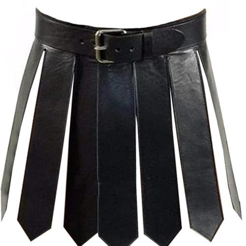 Lamppdcor Römischer Rock, mittelalterliches Kostüm, PU Leder Römisch Rock Verstellbar mittelalterlicher Krieger Tassel Taillgürtel mit Schnalle Kilt für Männer Frauen Party Cosplay, Schwarz Lamppdcor Römischer Rock, mittelalterliches Kostüm, PU Leder Römisch Rock Verstellbar mittelalterlicher Krieger Tassel Taillgürtel mit Schnalle Kilt für Männer Frauen Party Cosplay, Schwarz von Lamppdcor