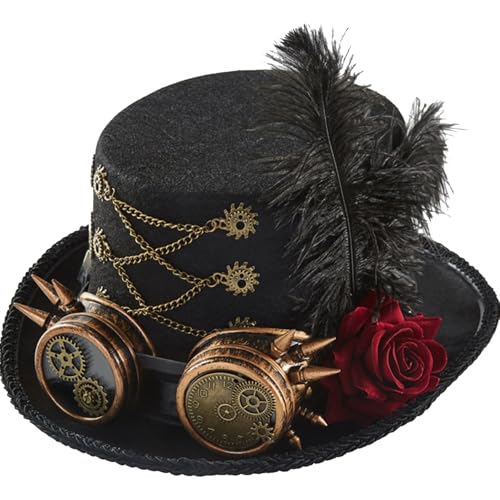 Lamppdcor Steampunk-Hut mit Schutzbrillen Red Roses Getriebeketten Halloween Top Hut für Frauen passen 22-23 Kopf Lamppdcor Steampunk-Hut mit Schutzbrillen Red Roses Getriebeketten Halloween Top Hut für Frauen passen 22-23 Kopf von Lamppdcor