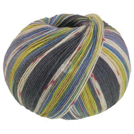 Lana Grossa Meilenweit 100 SETA Giappone Garn 3387 Dunkelgrau/Ecru/Terracotta/Lime/Musky grey/Pistachio/Azure blue von Lana Grossa