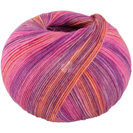 Lana Grossa Meilenweit 100 SETA Piano Garn 3613 Orange/Blau-Violett/Rosa/Beere/Lakritzrosa von Lana Grossa