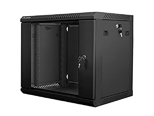 Lanberg 19'' Wall-Mounted Installation Cabinet 9U 600x450mm Black (Glass Door) von Lanberg