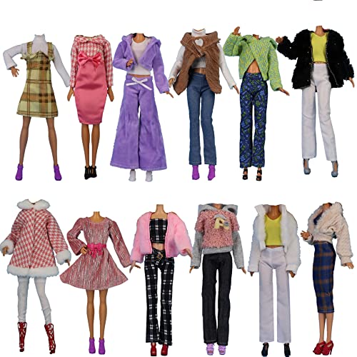 Lance Home® 5 Set Herbstkleidung Kleider + Hosen Schuhe Tasche Mode Hut Langarm Mantel für 29 cm Puppen Babyzubehör Weihnachtsgeschenke Casual Stil (G) von Lance Home