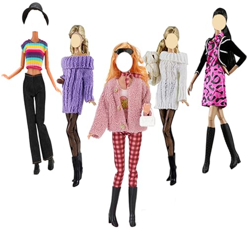 Lance Home Puppenkleidung, 5 Sets Outfits Frühling Kleider Hosen Windbreaker Hut für 29,2 cm Puppen Zubehör Zufälliger Stil (B) von Lance Home
