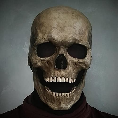 Lanckeli Halloween Totenkopfmaske mit Beweglichem Kiefer, Gruselige Schädeldecke, Latexmaske für Erwachsene Cosplay Requisiten. von Lanckeli