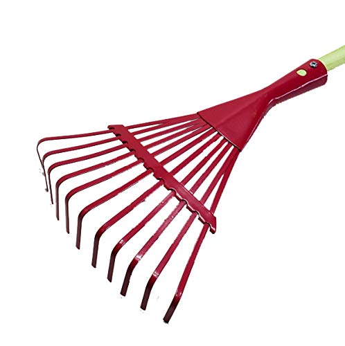 Kinder Gartengeräte Kindergartengeräte 1 von 8, Kinder Garten Werkzeuge Geräte Schaufel, Besen, Rechen, Laubbesen, Harke, Grubber, Doppelhacke, Spaten, Metall mit Holzstiel (Rechen rot) von Land-Haus-Shop