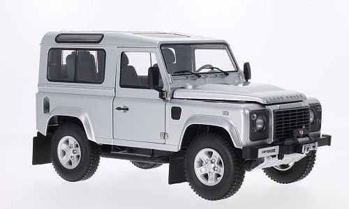 Land Rover Defender 90, silber/schwarz, Modellauto, Fertigmodell, Kyosho 1:18 von Land Rover