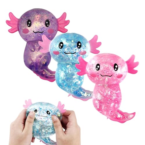 3 Stück Axolotl Squishy, Fidget Toys, Niedliche Knautschbälle, Glitzernde Axolotl Antistress Spielzeug Squishy, Ideal Als Entspannungsspielzeug Und Geschenk Für Kinder Und Erwachsene 3 Stück Axolotl Squishy, Fidget Toys, Niedliche Knautschbälle, Glitzernde Axolotl Antistress Spielzeug Squishy, Ideal Als Entspannungsspielzeug Und Geschenk Für Kinder Und Erwachsene von LandReCol