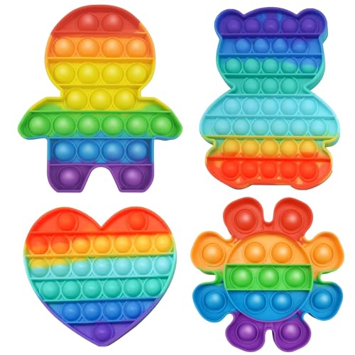 4 Stück Pop It Spielzeug, Bubble Sensory Fidget Toy, Fidget Toys Set, Antistress Spielzeug für Kinder und Erwachsene, Ideal für Reisen, Schule und Geschenke von LandReCol