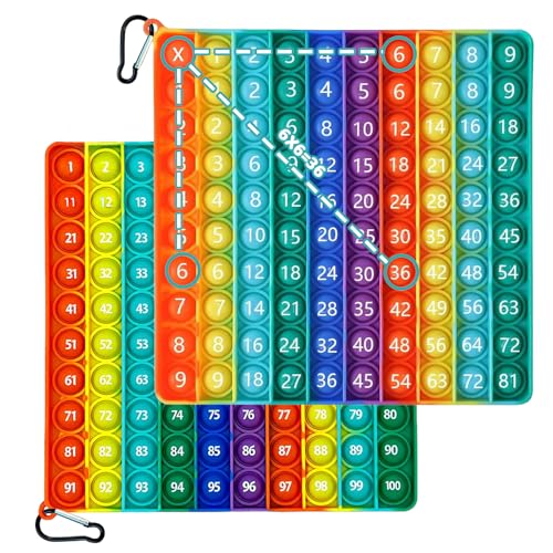 LandReCol PopIt XXL 2in1 Fidget Spielzeug - Pop On It Multiplikationsbrett 1-100 mit Hundertertafel für Kinder - Stressabbau Sensory Toy, Rainbow Push Bubble Lernspielzeug Montessori Schulkinder LandReCol PopIt XXL 2in1 Fidget Spielzeug - Pop On It Multiplikationsbrett 1-100 mit Hundertertafel für Kinder - Stressabbau Sensory Toy, Rainbow Push Bubble Lernspielzeug Montessori Schulkinder von LandReCol