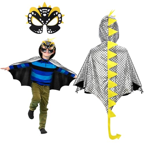 Landifor 2 Stück Dinosaurier Kostüm Kinder Dinokostüm Drachenflügel Umhang mit Maske Dino Kinderkostüm Dinosaurierkostüm für Mädchen Jungen Halloween Fasching Karneval Cosplay Maskerade Landifor 2 Stück Dinosaurier Kostüm Kinder Dinokostüm Drachenflügel Umhang mit Maske Dino Kinderkostüm Dinosaurierkostüm für Mädchen Jungen Halloween Fasching Karneval Cosplay Maskerade von Landifor