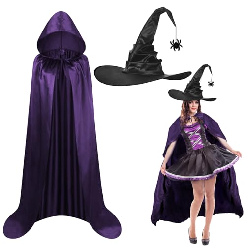 Landifor 2 Stück Hexenkostüm Kinder Halloween Hexen Kostüm Mädchen Lila Zauberer Umhang mit Hexenhut Hexe Kinderkostüm für Halloweenparty Karneval Fasching Maskerade Hexennacht Cosplay Landifor 2 Stück Hexenkostüm Kinder Halloween Hexen Kostüm Mädchen Lila Zauberer Umhang mit Hexenhut Hexe Kinderkostüm für Halloweenparty Karneval Fasching Maskerade Hexennacht Cosplay von Landifor