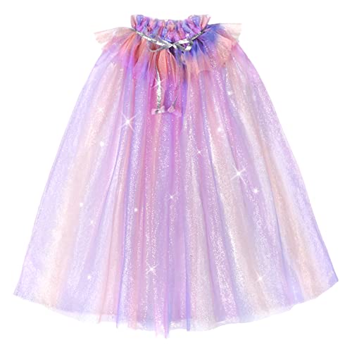 Landifor Prinzessin Umhang Mädchen Rosa-Lila Tüll Umhang Fee Cape Kindergeburtstag Partygeschenke für Karneval Märchenparty Fasching Cosplay Tanzparty von Landifor