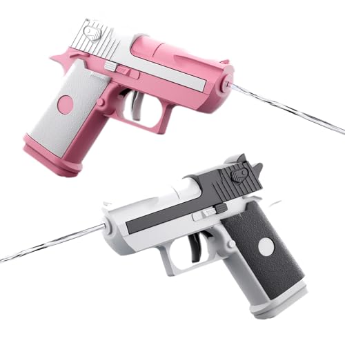 Landrain 2 Stück Wasserpistole Kinder, Wasser Spritzpistole, Kunststoff Wasserpistolen (schwarz + Rosa) von Landrain