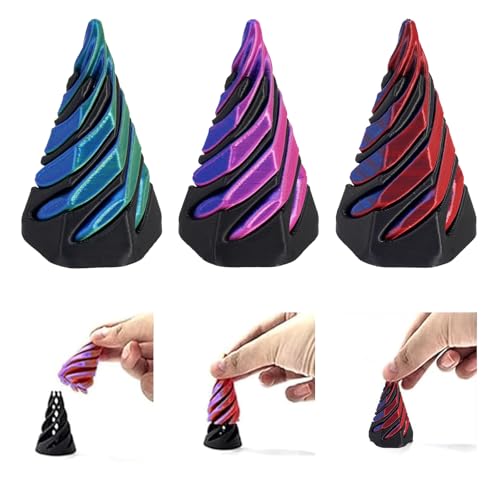 Landrain 3er Set Spiral Cone Anti-Stress Spielzeug, 3D Gedruckte Spirale Dekoration für Kinder & Erwachsene, Desktop Entspannungstoy von Landrain