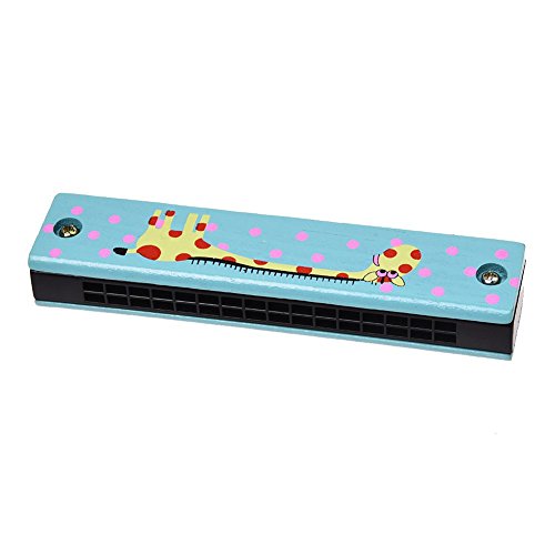 Lanko Giraffen Muster Dual Reihen 32 Loch Kinder Mundharmonika Harmonika Blau von Lanko