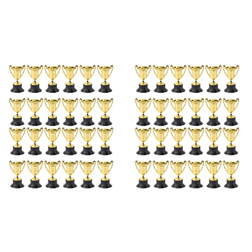 Lanko Mini-Trophäe, goldfarben, 48 Stück, Auszeichnungen, Kunststoffpreise, Auszeichnungen für Kindergarten, Trophäe mit schwarzem Sockel von Lanko