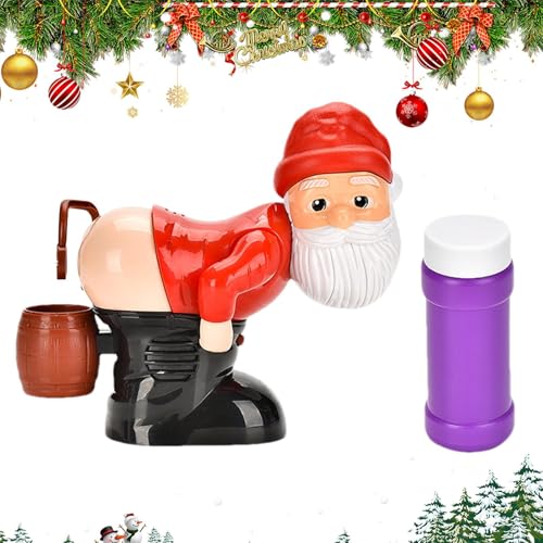 Santa Claus Bubble Blower, Lustige Weihnachtsmann-Blasenblasmaschine mit Blinkenden Lichtern und Musik, automatische Seifenblasenmaschine für Weihnachten, lustige Parteien und Kinder Geschenke von Lanmijia