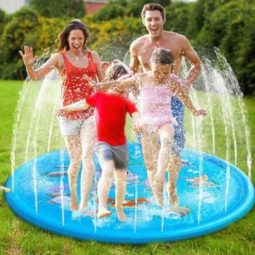 Wasserspielzeug Kinder | 170CM Sprinkler Wasser Spielmatte für Draußen Outdoor Garten |Verdickte Splash Spielmatte| Sprinkler Wasser, Splash Pad für Kinder für Sommer von Lanmijia