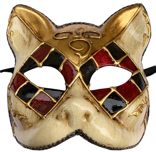Lannakind Karneval Fasching Maske Gesichtsmaske Katzenmaske (K2) - Kunststoff - Medium - Damen - Unisex - Frauen - KOSTÜMMASKE - Maske von Lannakind