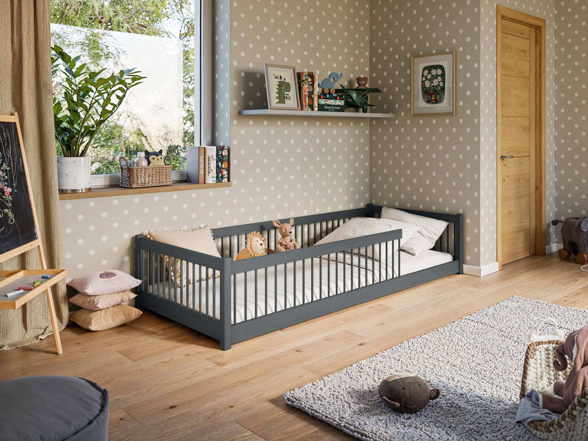Lano Meble PEDRO Montessori Floor Bett 80x180 cm, Graphite von Lano Meble