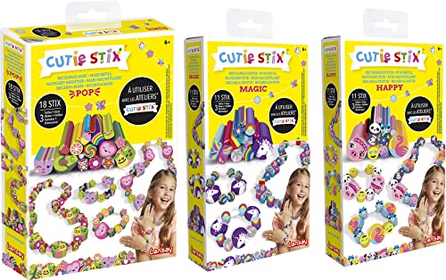 Lansay Bundle of Cutie Stix - Nachfüllset Maxi Pop + Nachfüllset Happy + Nachfüllset Zauberhaft - Kinder-Bastelset für Schmuck - Ab 6 Jahren von Lansay
