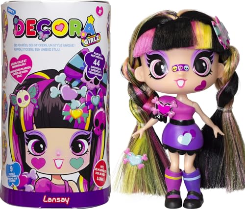 Lansay Deco Girlz – Luna – 1 Mini-Puppe + 8 Zubehörteile & Überraschungsaufkleber – Spielzeug Puppe 12,7 cm zum Sammeln – für Kinder ab 4 Jahren – einzigartiger Stil zum Personalisieren von Lansay