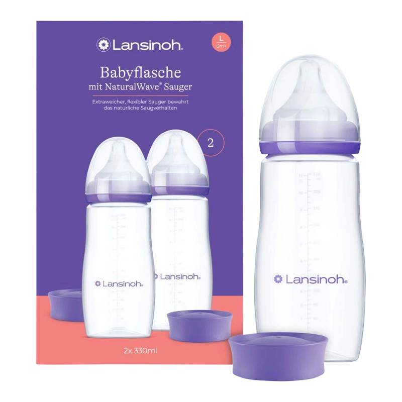 Lansinoh 2er-Pack Babyflasche NaturalWave Sauger, Anti-Kolik-Weithals, 330ml Lansinoh 2er-Pack Babyflasche NaturalWave Sauger, Anti-Kolik-Weithals, 330ml von Lansinoh