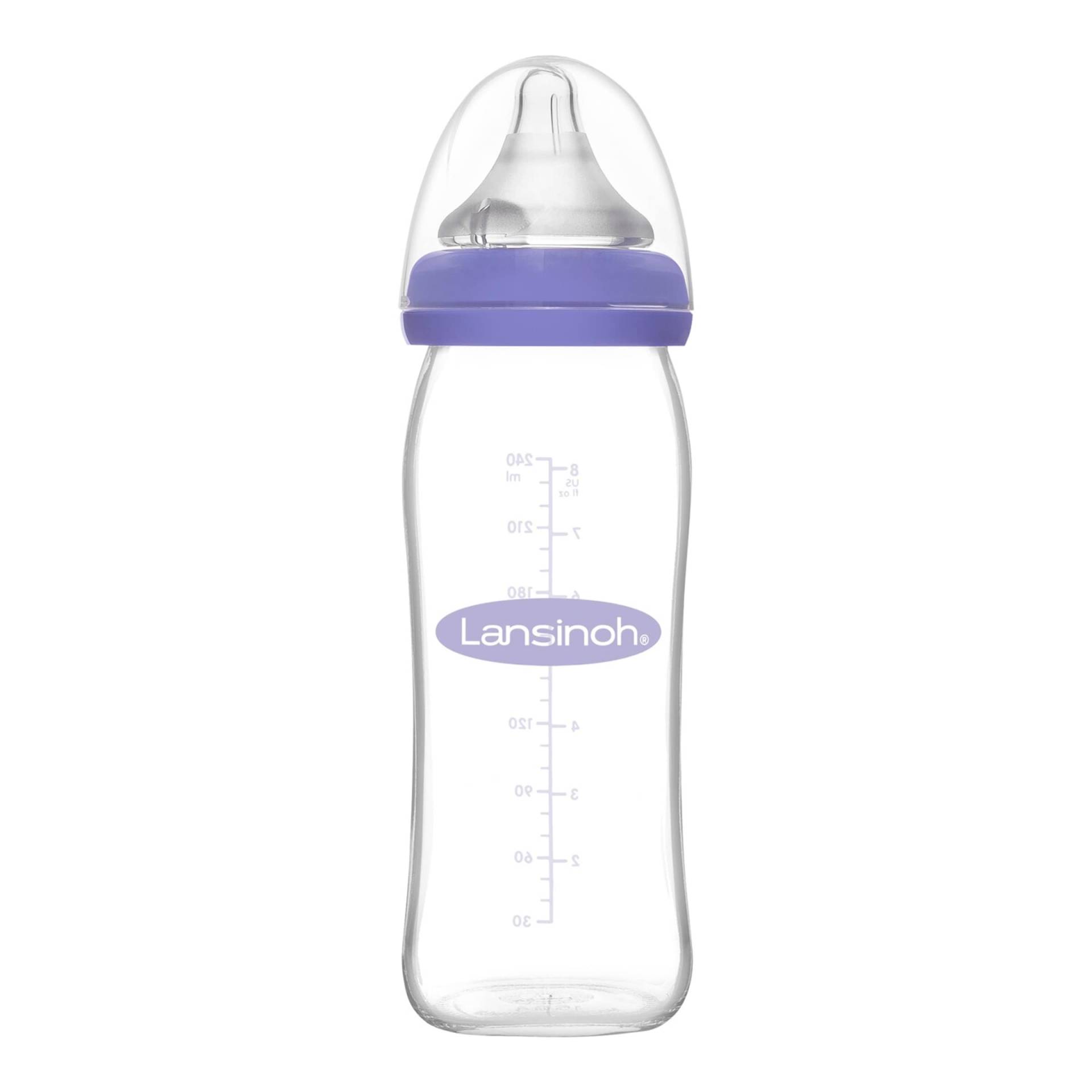 Lansinoh Babyflasche mit NaturalWave®Sauger M, Glas, Weithals, 240 ml von Lansinoh