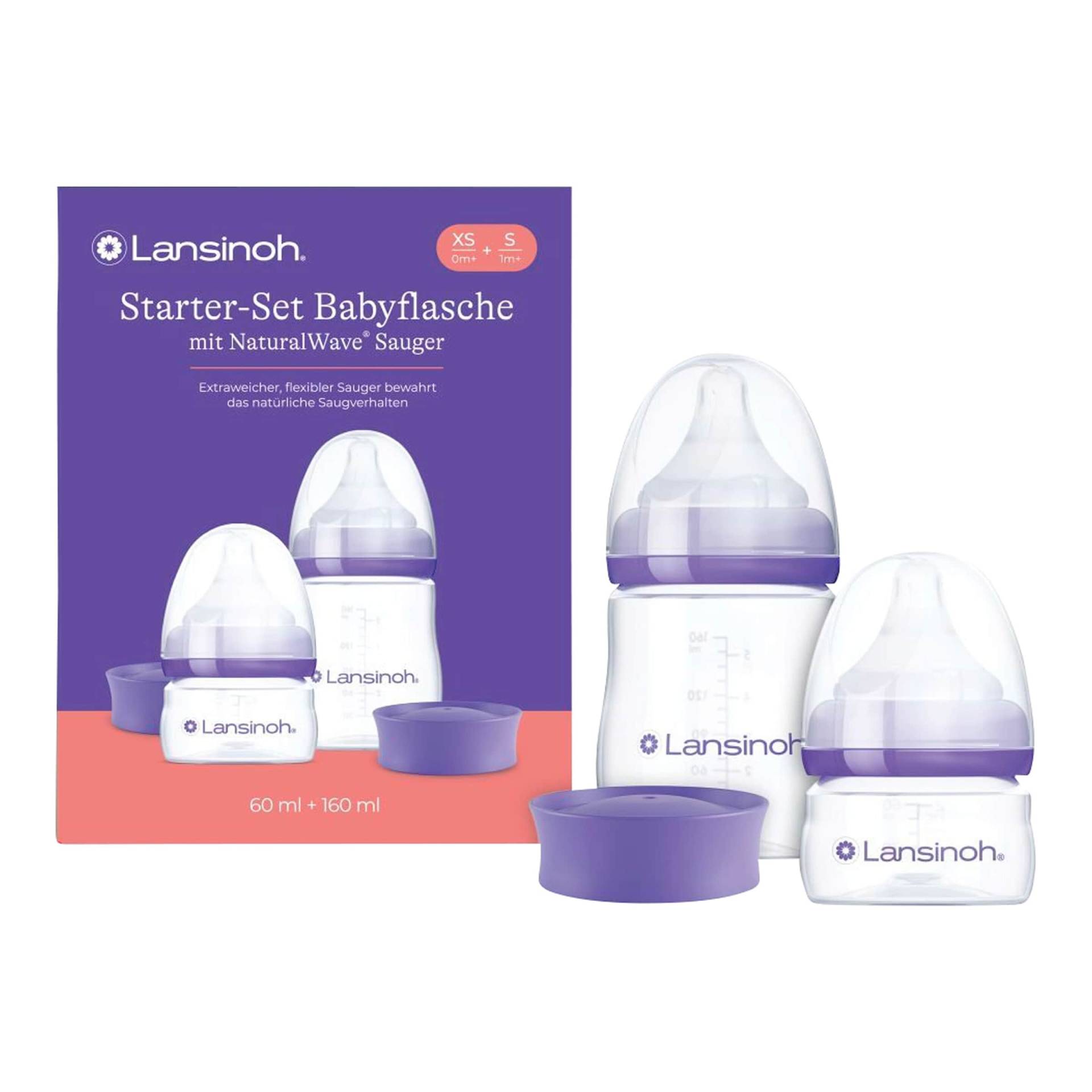 Lansinoh Starter-Set Babyflaschen NaturalWave Sauger, Anti-Kolik-Weithals, 60ml & 160ml Lansinoh Starter-Set Babyflaschen NaturalWave Sauger, Anti-Kolik-Weithals, 60ml & 160ml von Lansinoh