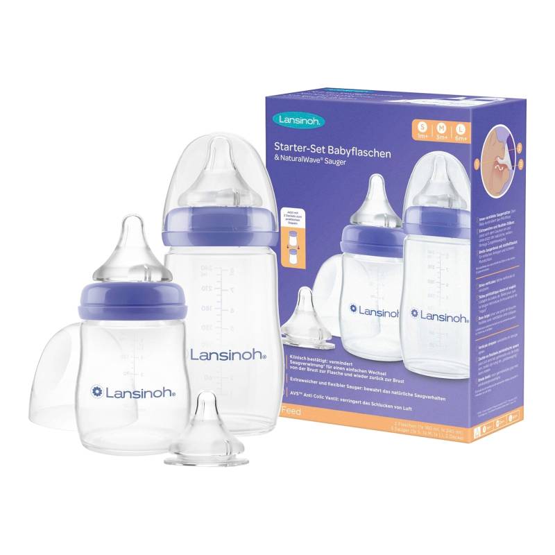 Lansinoh Starterset Babyflaschen mit NaturalWave®Sauger, Weithals von Lansinoh