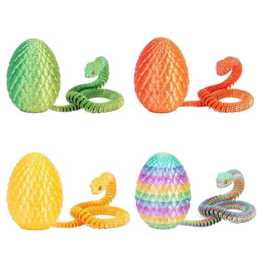 Lansls 4 Stück 3D Schlange Spielzeug Set, Realistische Schlangen Mit Beweglichen Gelenken, 30Cm Schlange Und 8.5Cm Schlangeneier, Ideales Geburtstags- Und Ostergeschenk, Für Erwachsene Und Kinder (D) Lansls 4 Stück 3D Schlange Spielzeug Set, Realistische Schlangen Mit Beweglichen Gelenken, 30Cm Schlange Und 8.5Cm Schlangeneier, Ideales Geburtstags- Und Ostergeschenk, Für Erwachsene Und Kinder (D) von Lansls