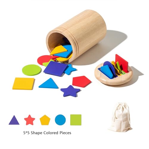 Lansls Montessori Spielzeug ab 1 2 3 jahr, Sensorik Spielzeug Holz Sortier und Stapelspielzeug Holzspielzeug Steckspiel, Farbe Form Sortierspiel Kinderspielzeug Lernspiele Geschenk für Kleinkinder (B) von Lansls