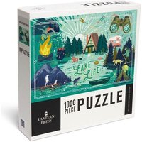 Lake Life Series - Collage - Landscape with Mountain - 1000 Piece Puzzle von Lantern Press, Incorporated, Publishers