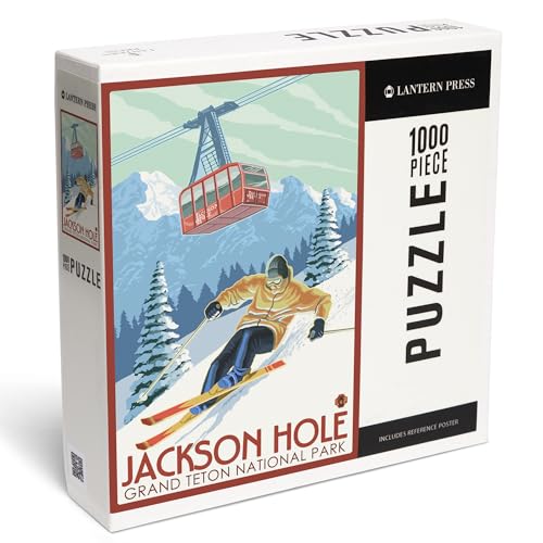 Lantern Press 1000 Teile Puzzle, Jackson Hole, Wyoming, Grand Teton National Park, Skifahren von Lantern Press