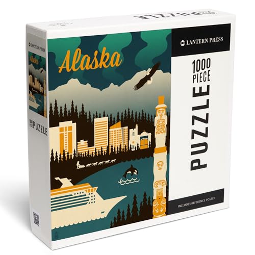 Lantern Press 1000 Teile Puzzle Alaska Retro Skyline von Lantern Press