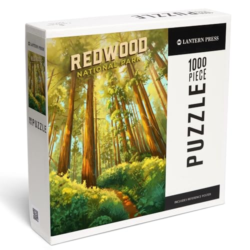Lantern Press 1000 Teile Puzzle Redwood National und State Parks, Kalifornien, Ölgemälde von Lantern Press