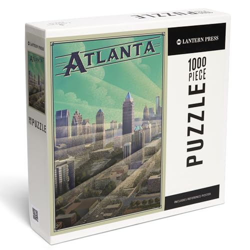 Lantern Press Puzzle mit 1000 Teilen, Atlanta, Georgia, Lithographie, Skyline von Lantern Press