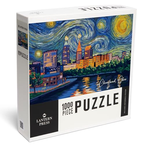 Lantern Press Puzzle mit 1000 Teilen, Cleveland, Ohio, Sternennacht, Skyline der Stadt von Lantern Press
