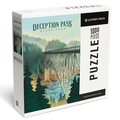 Lantern Press Puzzle mit 1000 Teilen, Deception Pass State Park, Washington, Lithografie von Lantern Press