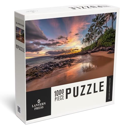 Lantern Press Puzzle mit 1000 Teilen, Maui, Hawaii, bunter Sonnenuntergang aus einer geheimen Bucht von Lantern Press
