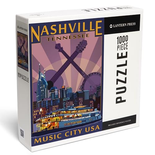 Lantern Press Puzzle mit 1000 Teilen, Nashville, Tennessee, Skyline bei Nacht von Lantern Press