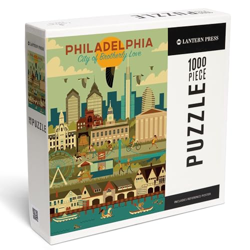 Lantern Press Puzzle mit 1000 Teilen, Philadelphia, Pennsylvania, Geometrische Stadt-Serie, Stadt der Brüderlichen Liebe von Lantern Press