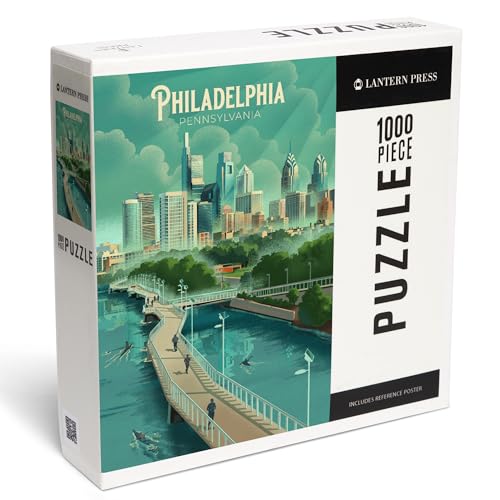 Lantern Press Puzzle mit 1000 Teilen, Philadelphia, Pennsylvania, Lithographie, Stadtserie von Lantern Press