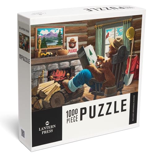 Lantern Press Puzzle mit 1000 Teilen, Rauchbär, Lesebuch für Jungtiere, offiziell lizenziertes Vintage-Poster von Lantern Press