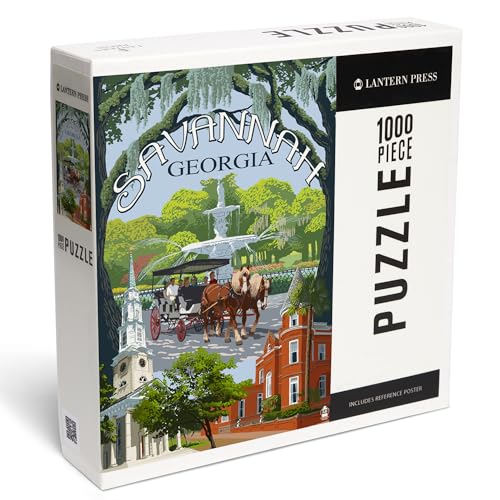 Lantern Press Puzzle mit 1000 Teilen, Savanne, Georgia, Stadtansichten von Lantern Press