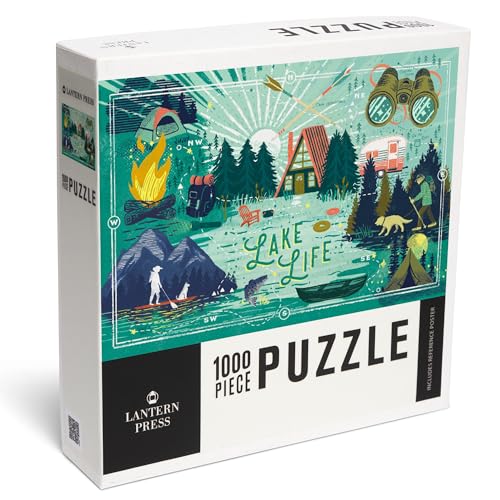 Lantern Press Puzzle mit 1000 Teilen, Serie Lake Life Collage, Landschaft mit Berg von Lantern Press