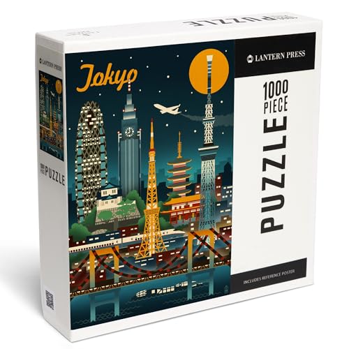 Lantern Press Puzzle mit 1000 Teilen, Tokio, Japan, Retro-Skyline von Lantern Press